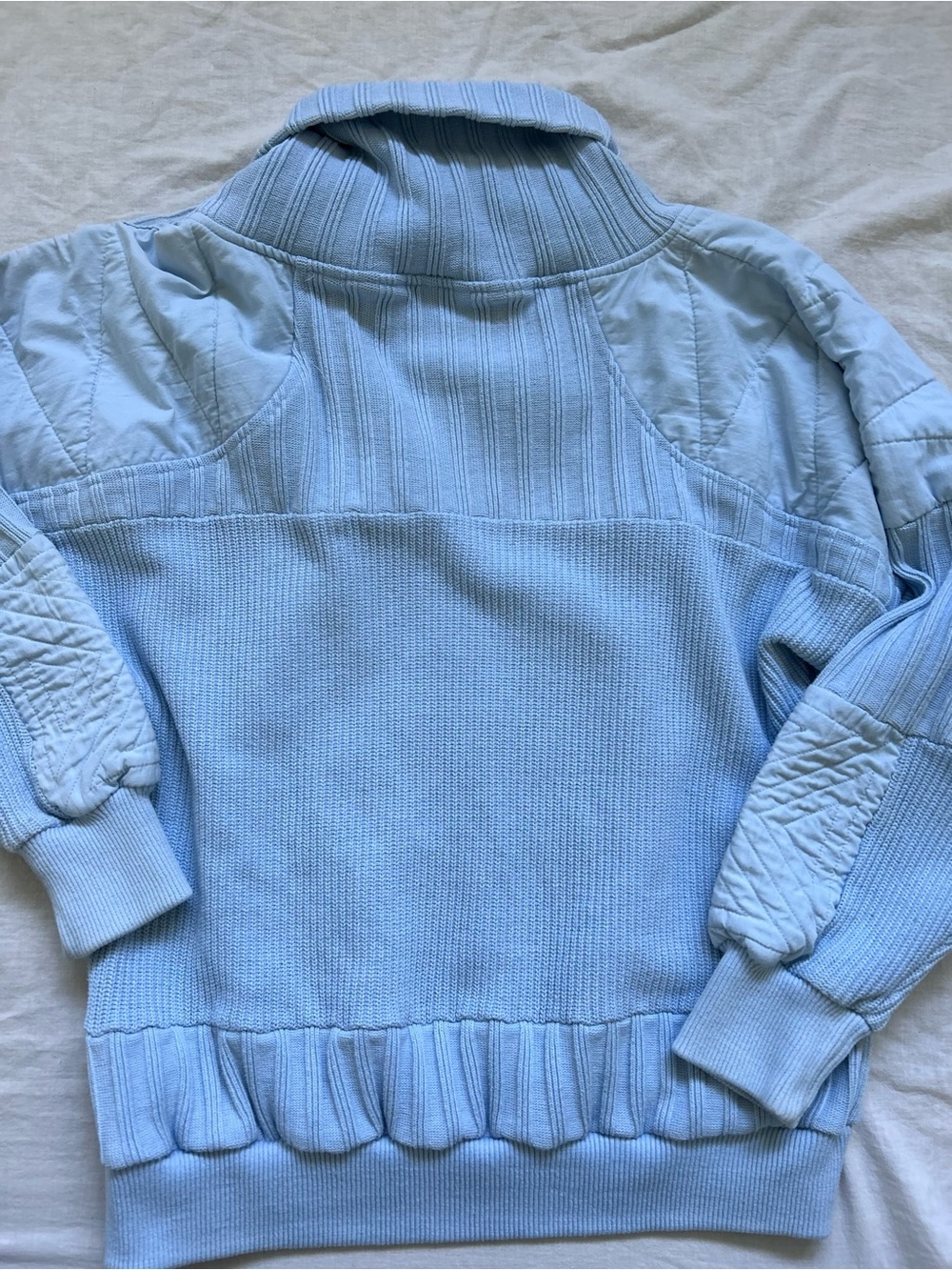Vintage Light Blue Quilted Turtleneck Sweater - Picture 3 of 3